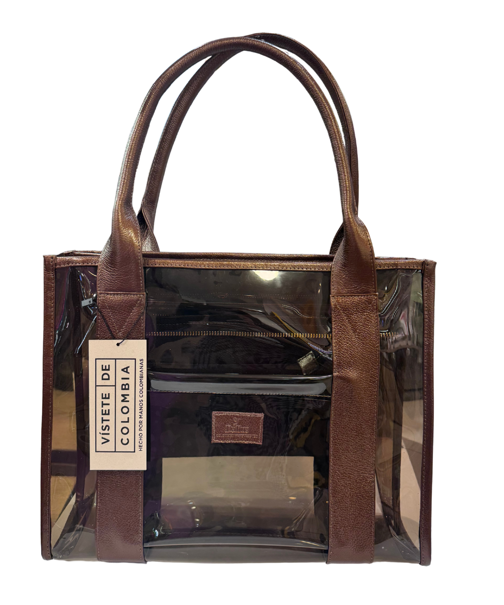 Bolso Tote transparente Ocre