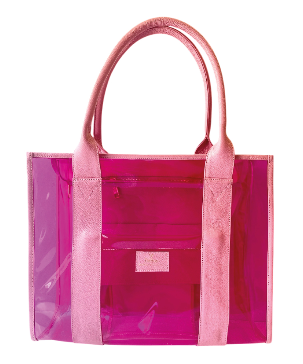 Bolso Tote transparente fucsia