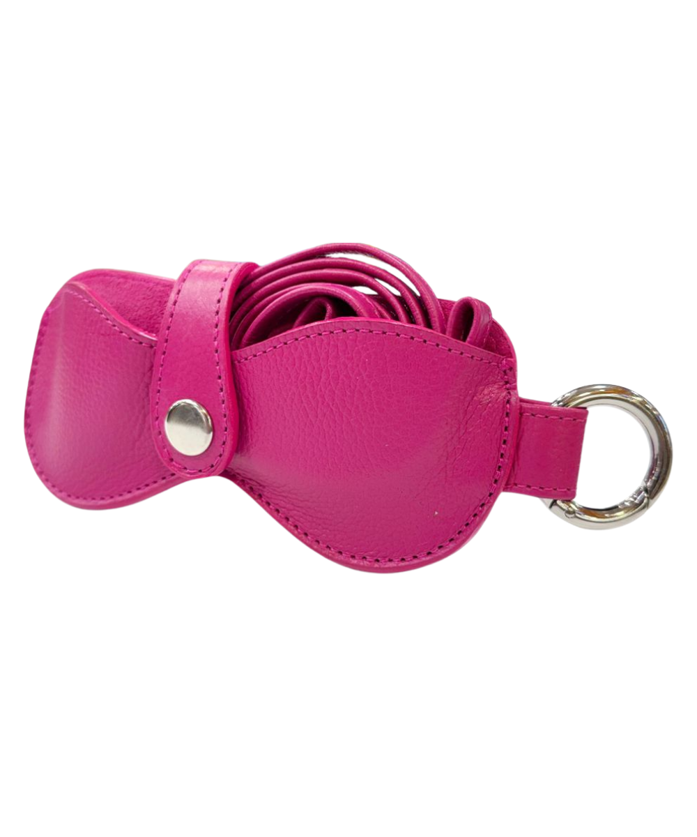 Estuche para gafas en cuero- Portagafas fucsia cereza