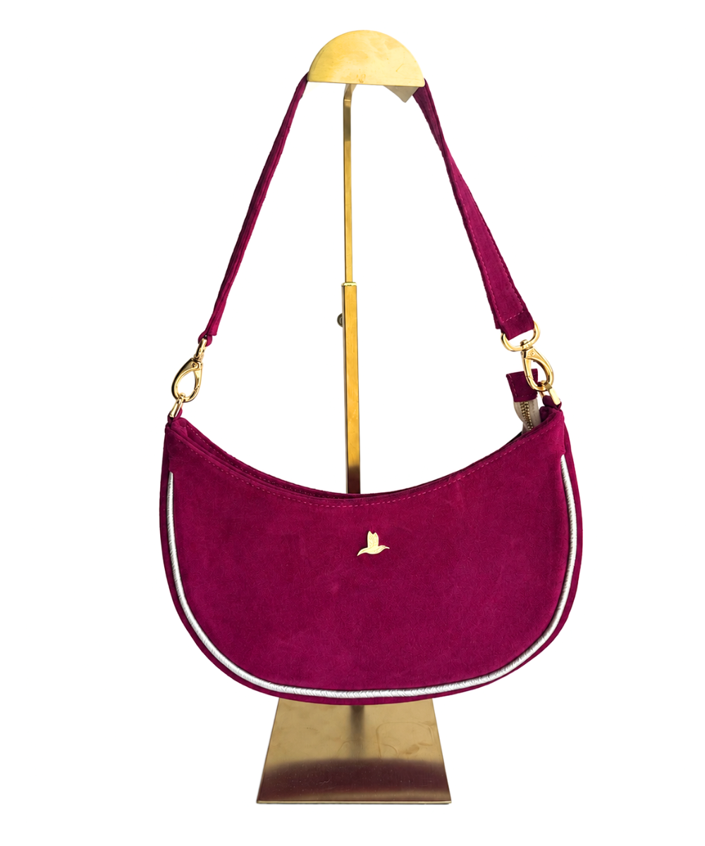 Bolso Hobo Fucsia en Cuero Ante