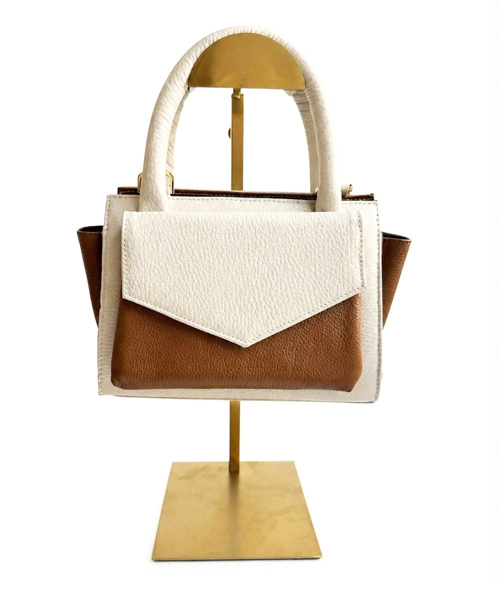 MiniBag Beige con Café – Bolso Pequeño en Cuero