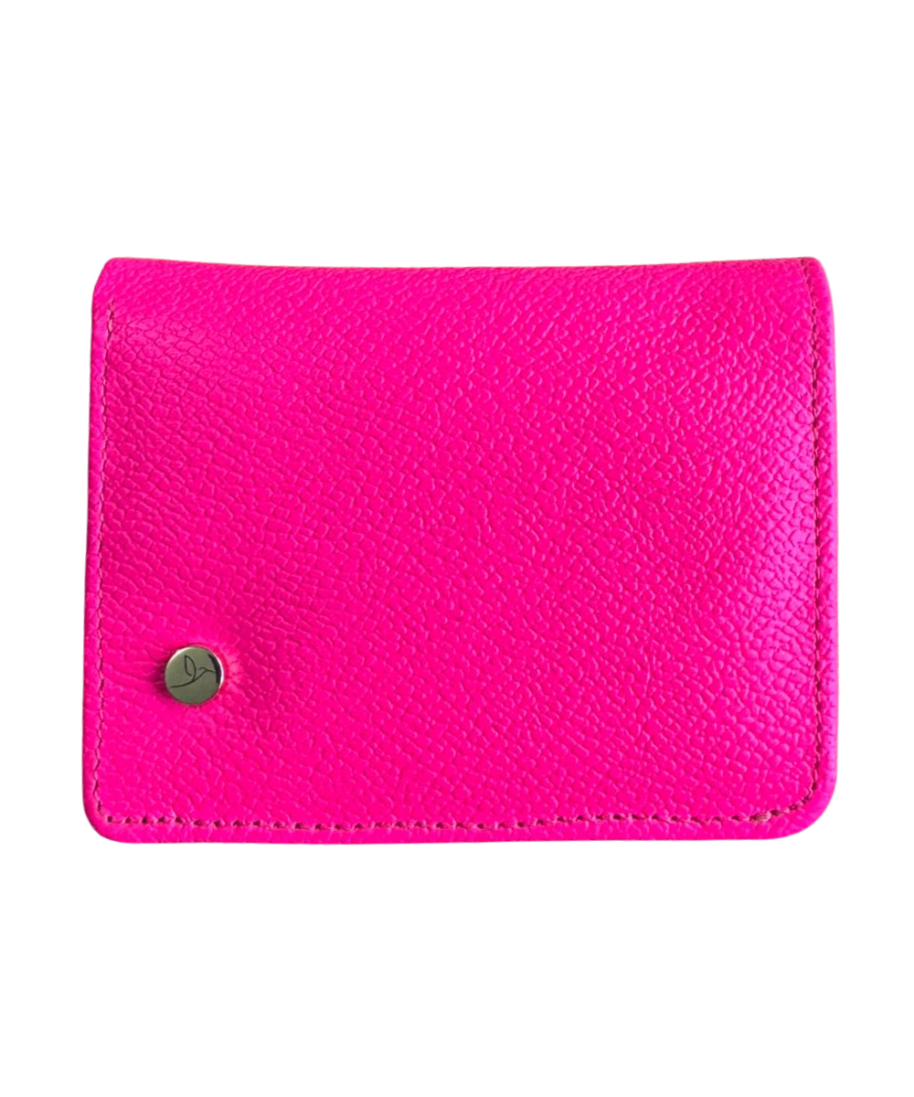 Billetera para mujer en cuero rosa neón