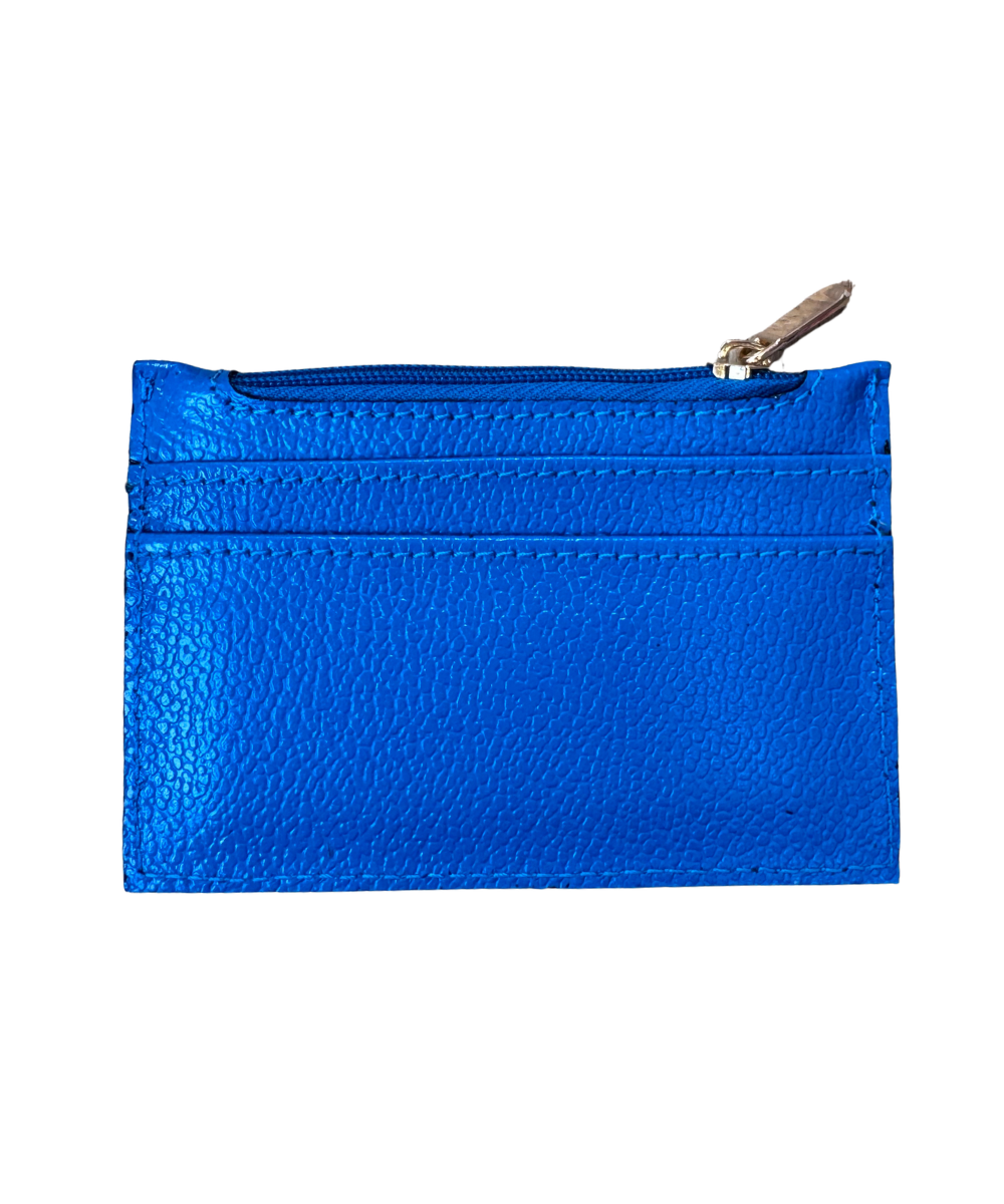 Mini Tarjetero en cuero azul cerúleo - Imagen 3