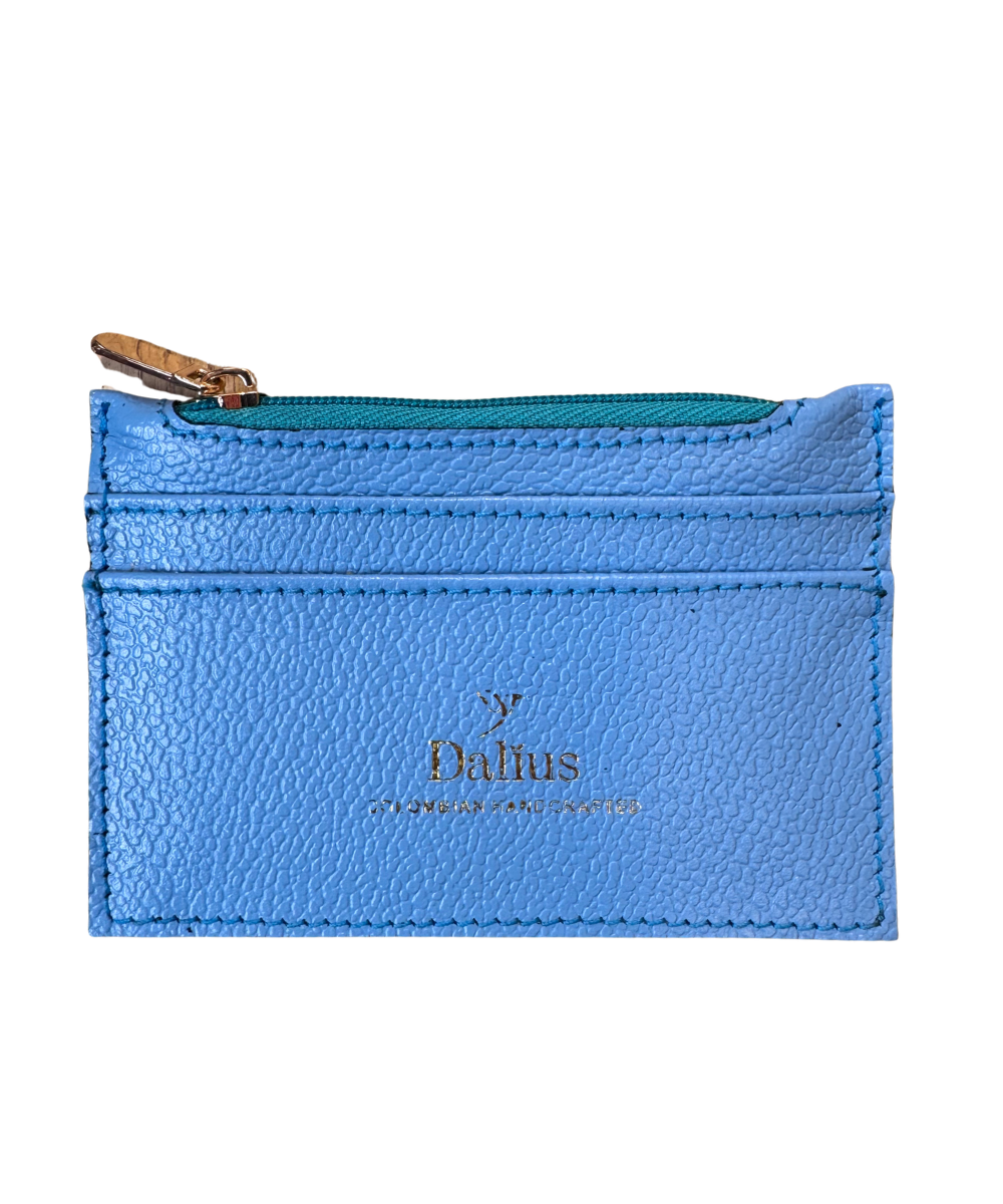 Mini Tarjeteros en cuero azul celeste