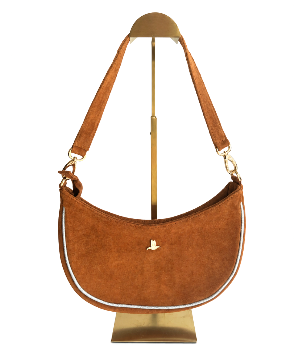 Bolso Hobo Mostaza en Cuero Ante