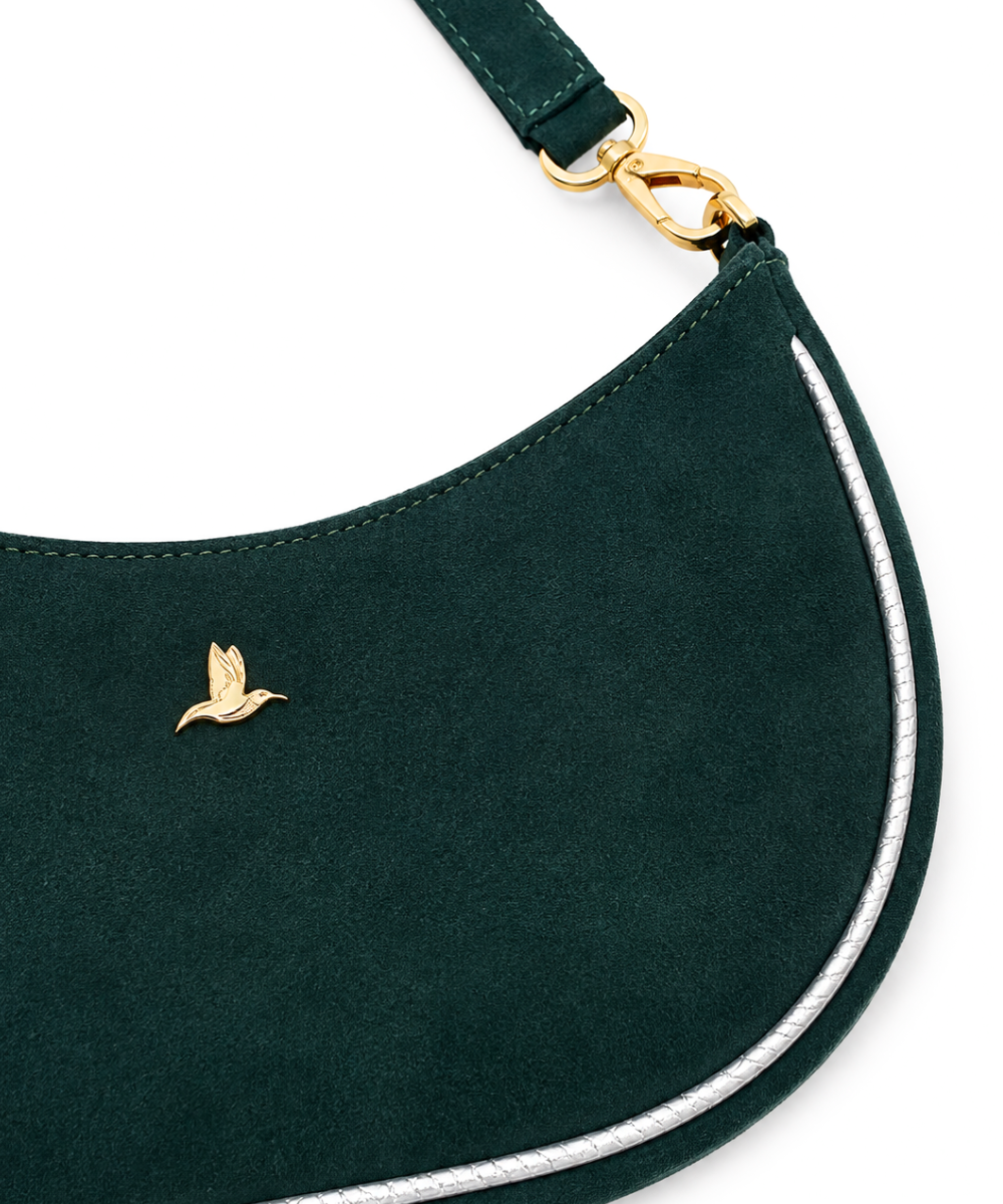 Bolso Hobo Verde Esmeralda en Cuero Ante - Imagen 3