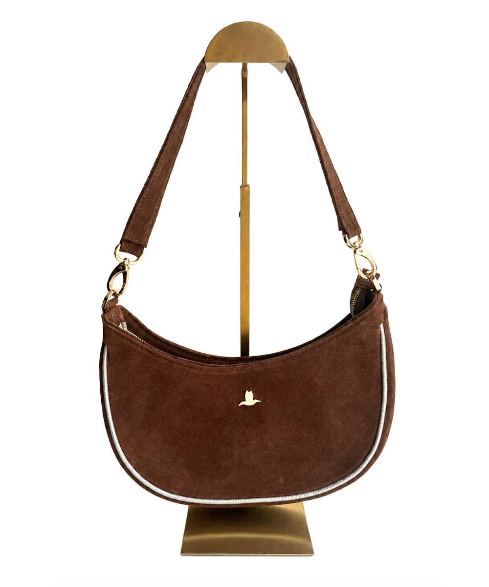 Bolso Hobo Café Brownie en Cuero Ante