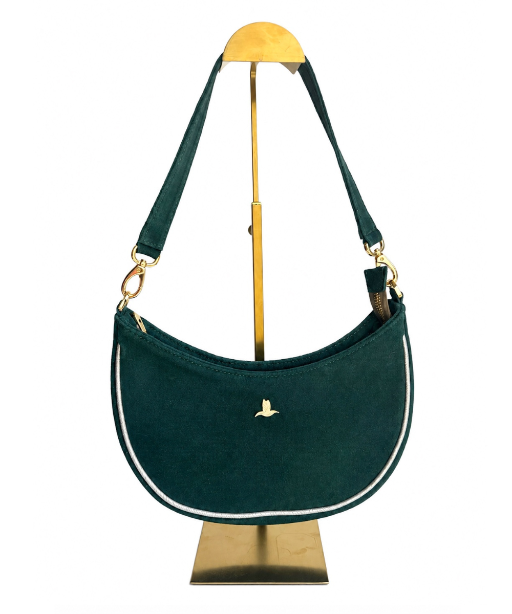 Bolso Hobo Verde Esmeralda en Cuero Ante