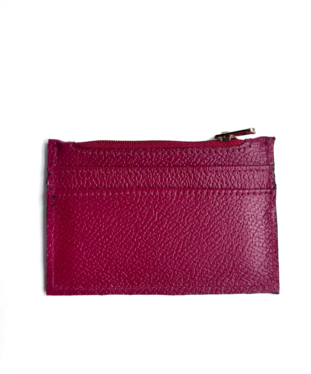 Mini Tarjeteros en cuero rojo burdeos - Imagen 2