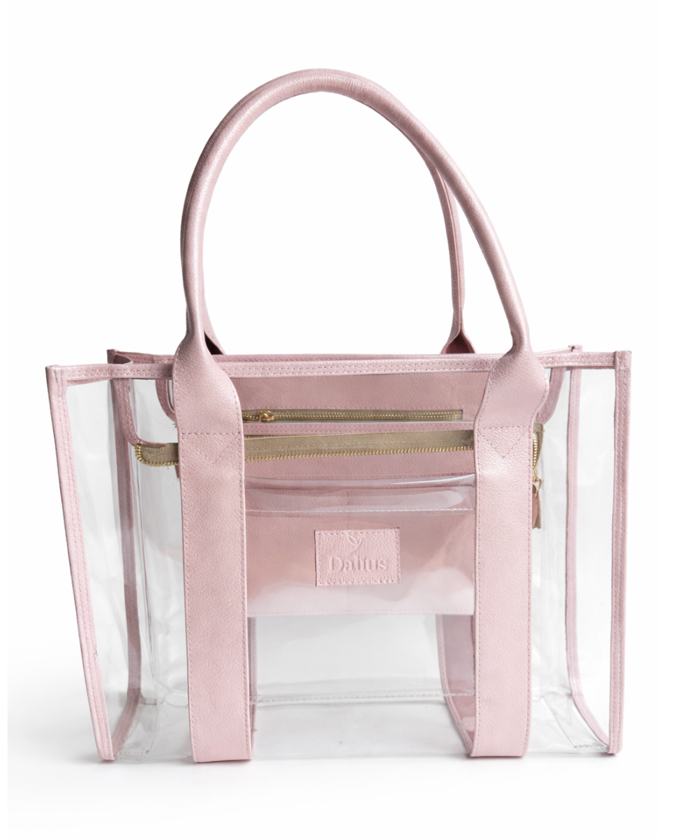Bolso Tote transparente rosa metalizado
