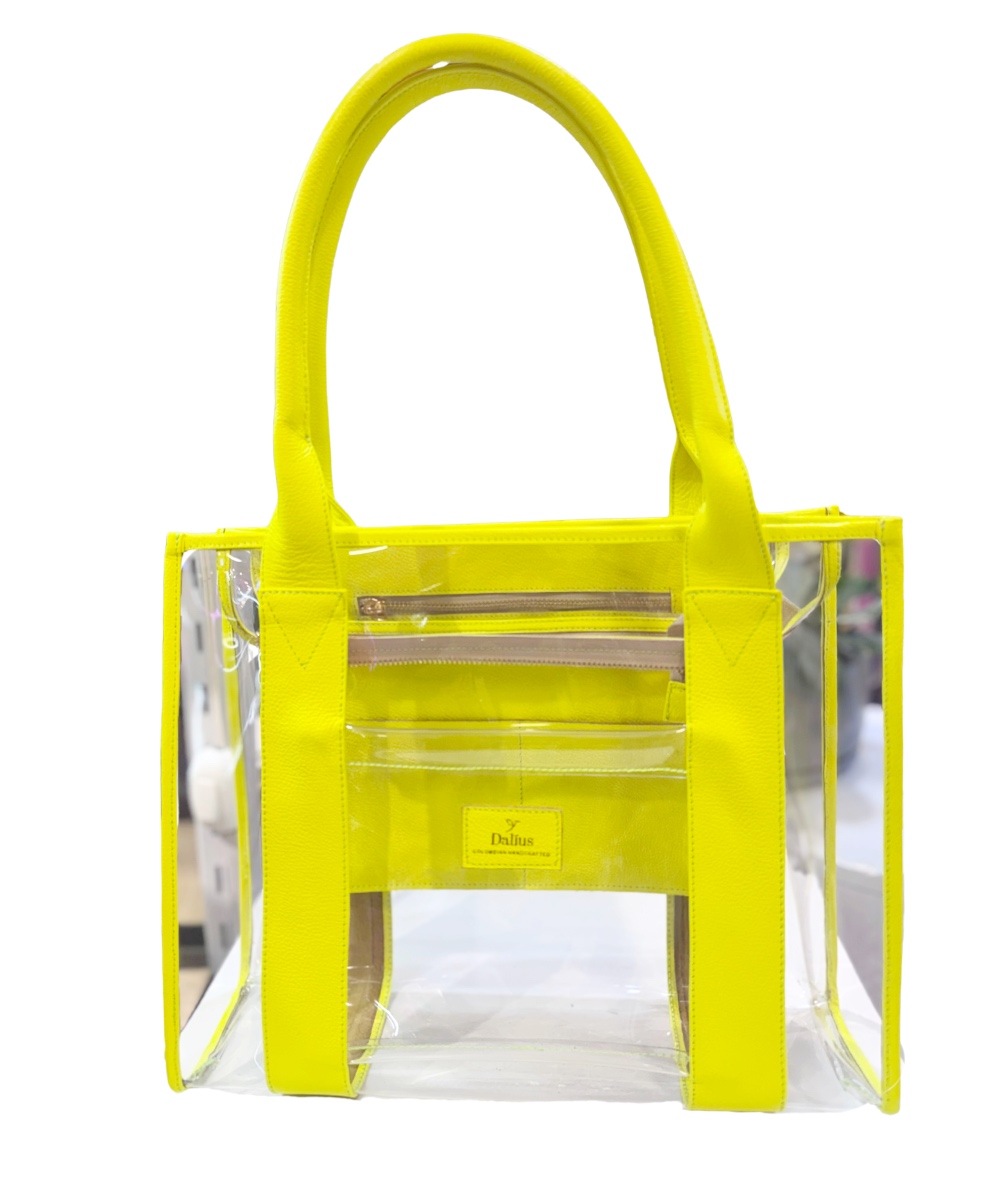 Bolso Tote transparente amarillo neón