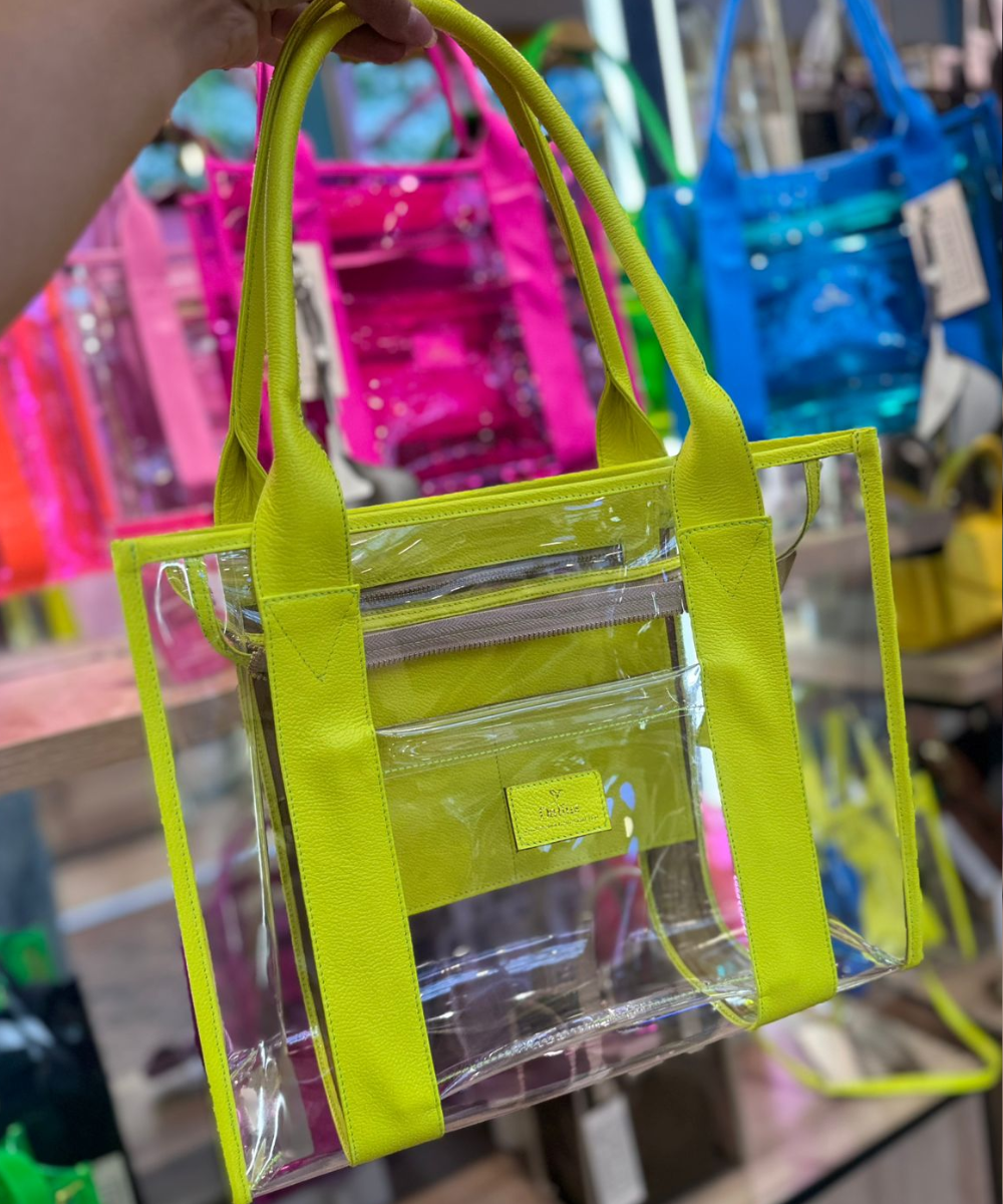 Bolso Tote transparente amarillo neón