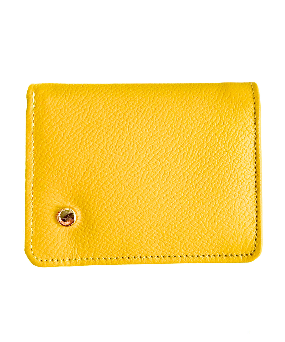 Billetera para mujer en cuero amarillo piña