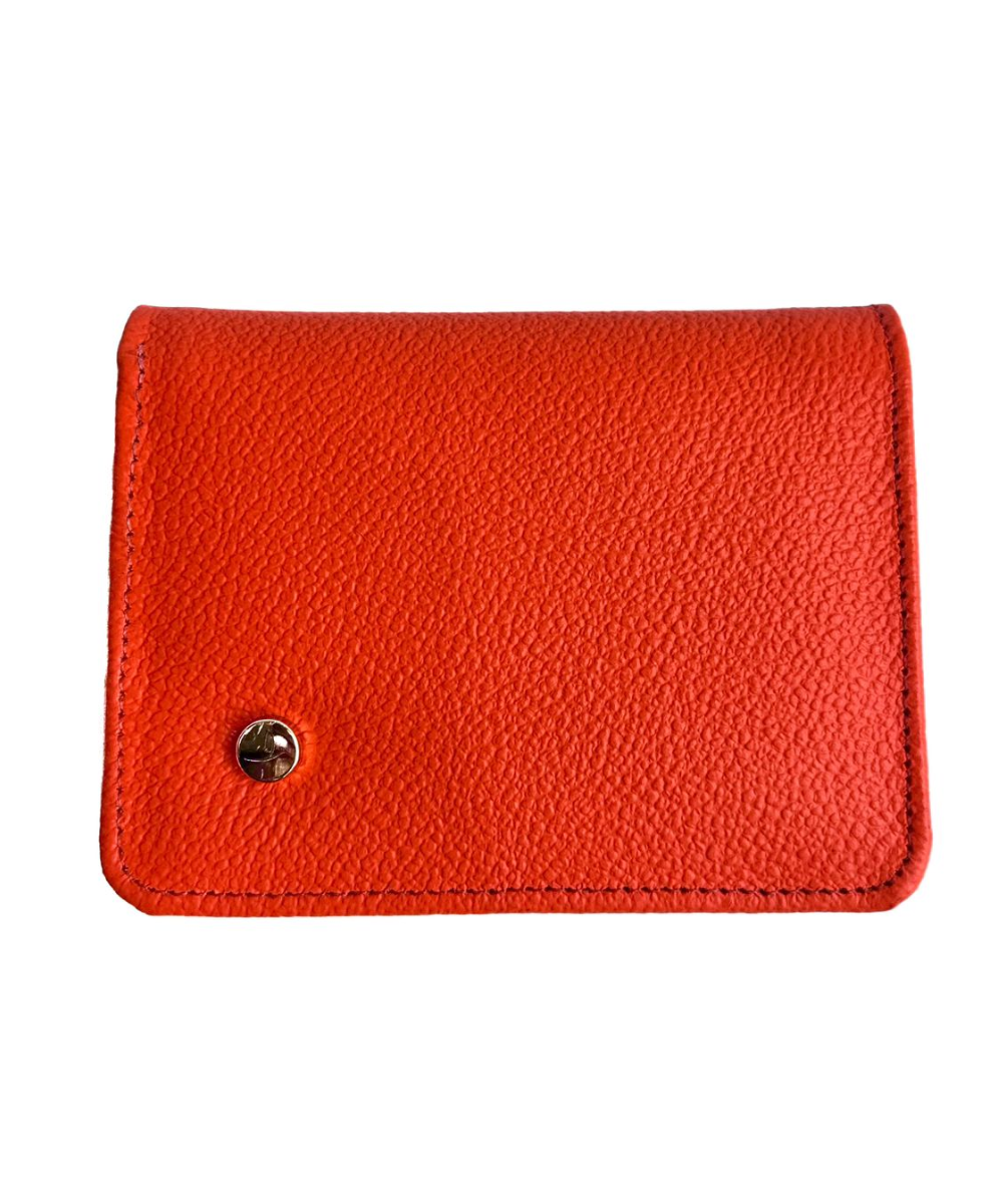 Billetera para mujer en cuero naranja neón
