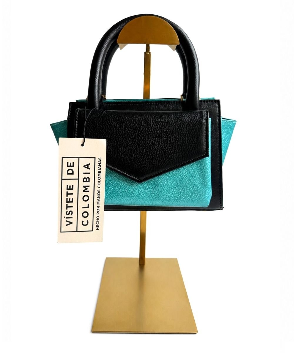 MiniBag Azul Metalizado – Bolso Pequeño en Cuero