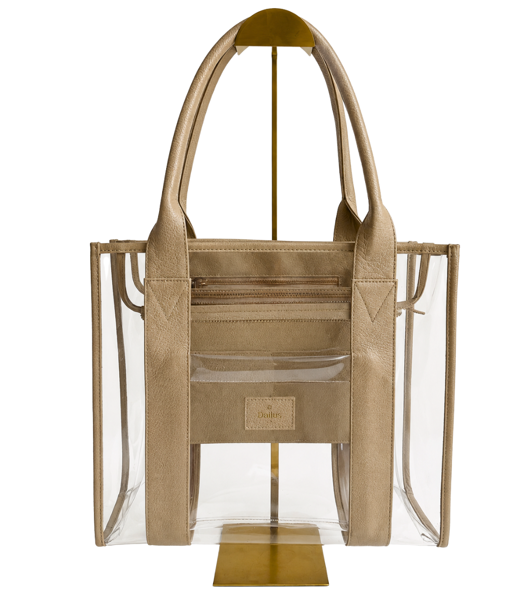 Bolso Tote Transparente Beige