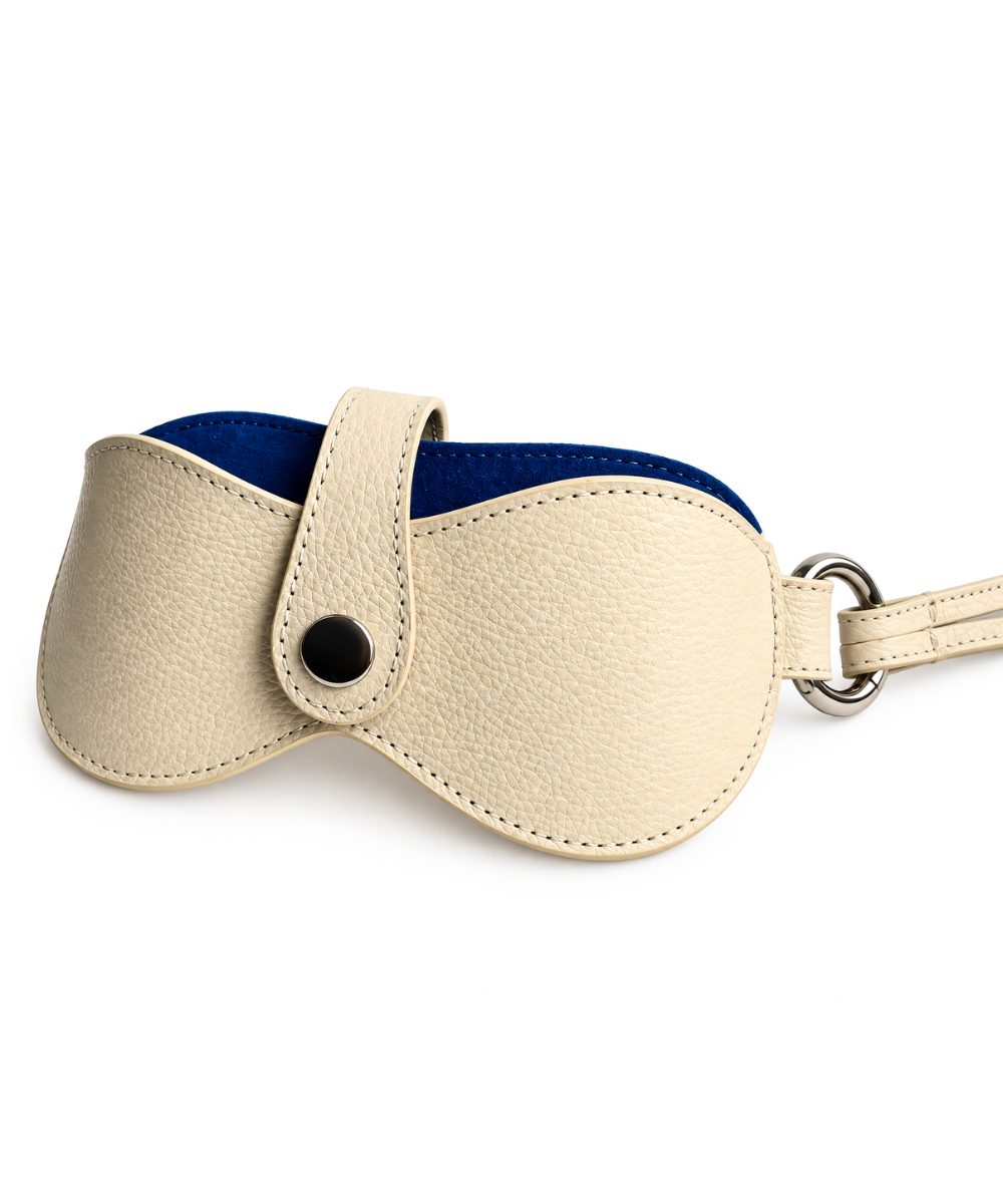 Estuche de Gafas Maxi Beige Nacarado en Cuero