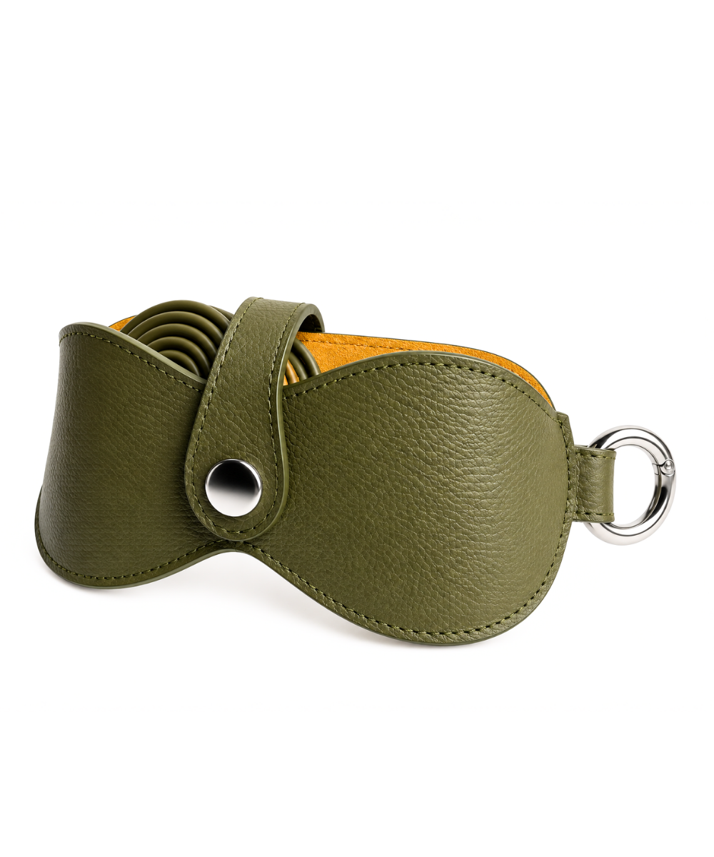 Estuche para Gafas Maxi Verde Oliva en Cuero